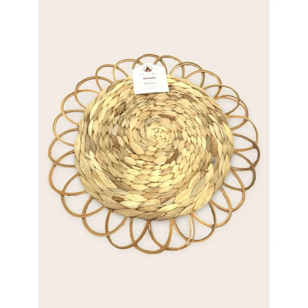 My Texas House 4pc Rattan Placemat Charger Set - Brown 15 In Woven‎ Round